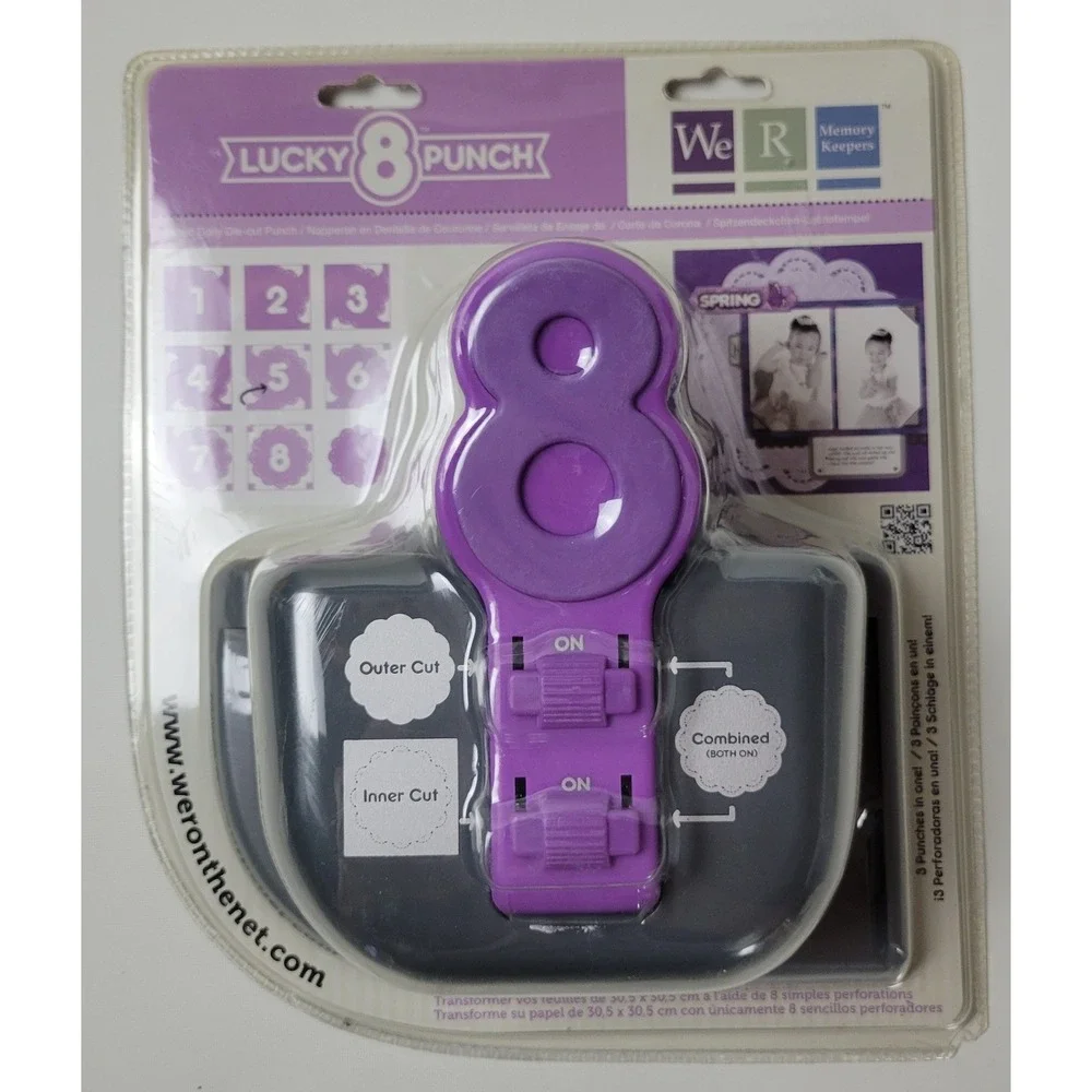 We R Memory Keepers Lucky 8 Punch Tatted Doily 3-in-1 Paper Craft Tool 71124-7